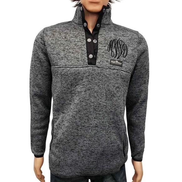Simply Southern Sweater 1/4 Quarter Snap Button Knit Pullover Unisex M Gray - Picture 2 of 14